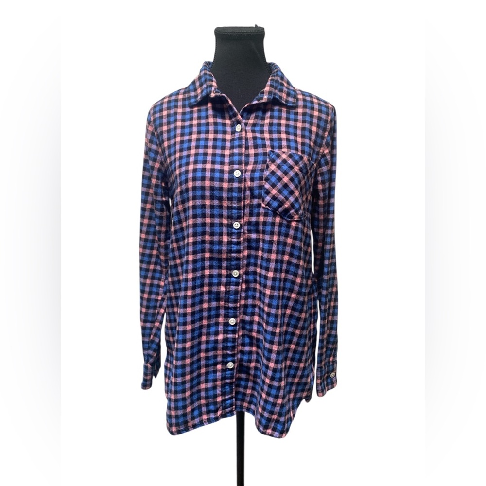 Old Navy Blue and Pink Plaid Tunic Shirt M GUC